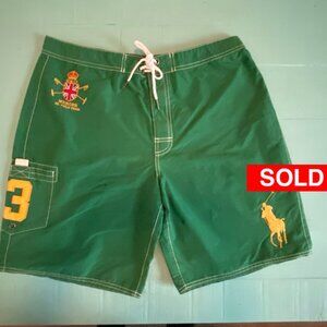 Polo Ralph Lauren Men's Vintage New Big Pony English Green Swim Short 32" Waist
